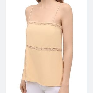 Chloe NWT unworn tank top cream yellow / beige with lace size small